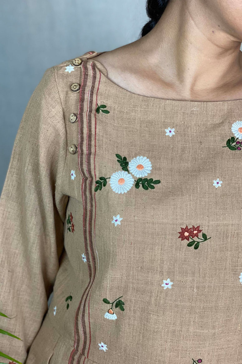 MONSERRATE DRESS BROWN MULTI STRIPER | SEPIA STORIES