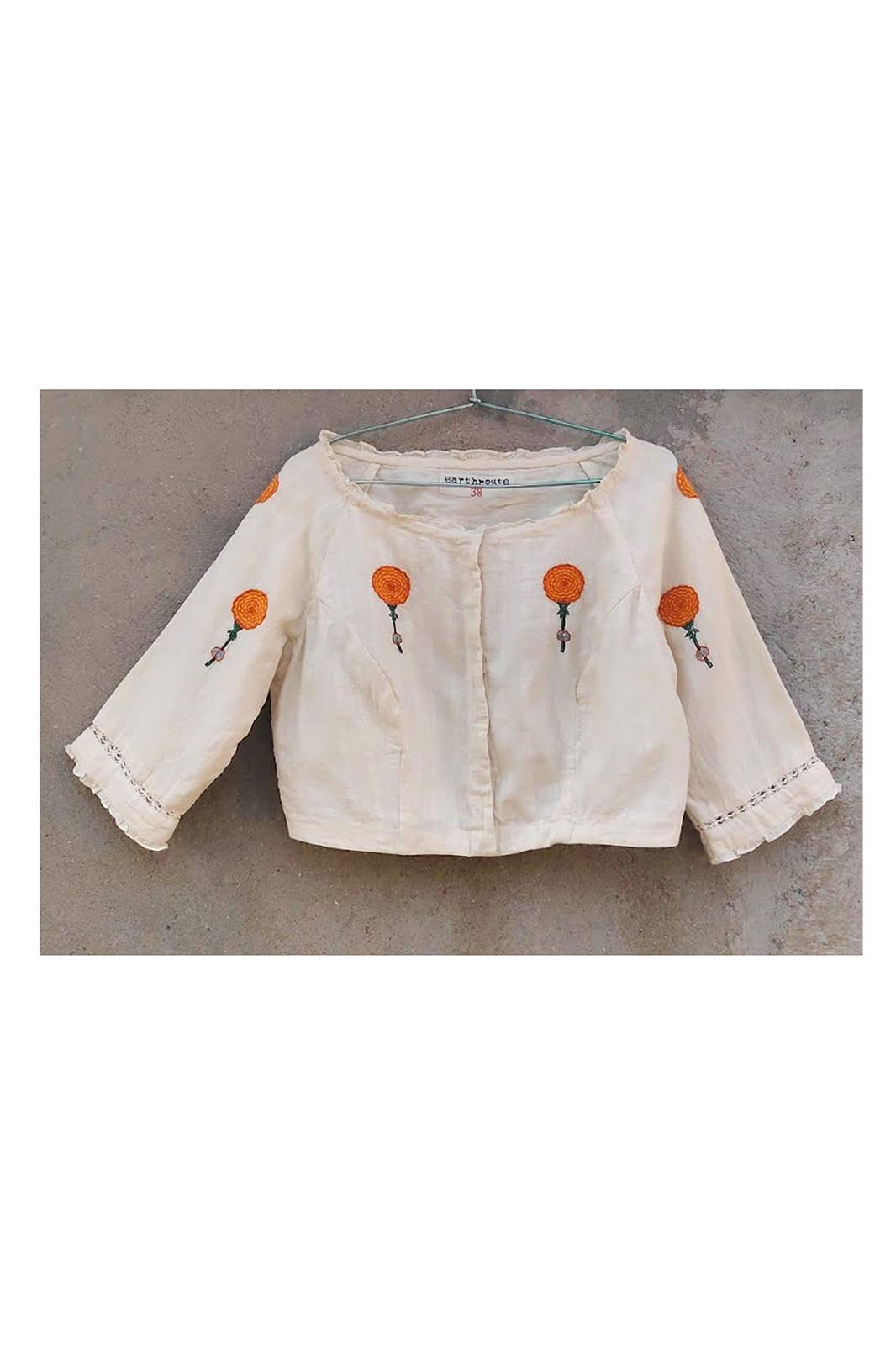 Marigold Hand Embroidered Saree Blouse, women saree blouse online, designer blouses online, shop blouse online, designer blouse, handmade blouse, weave blouse, cotton blouse, online blouse store, shop blouses online, Designer blouse brand