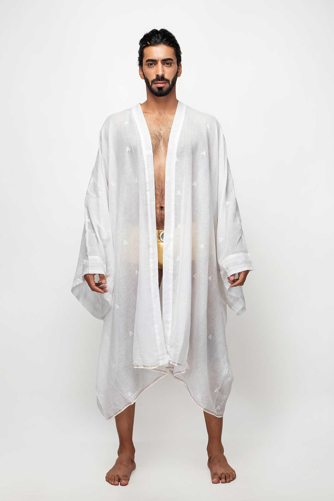 Men kaftan clothing, Cotton kaftans, Cotton kaftans online, Men's cotton clothing, Tunic for men, Men's long suit, Sepia Stories, clothing style among men, White Cotton Kaftan, Organic Handmade clothing Brand In India