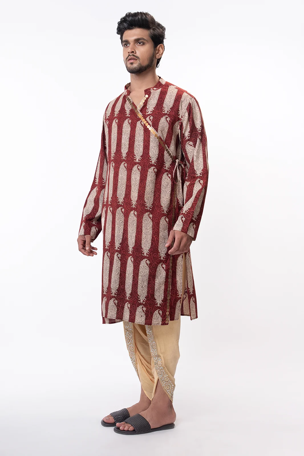 Gorgeous Paaz Cotton Kurta Red for Men | Sepia Stories