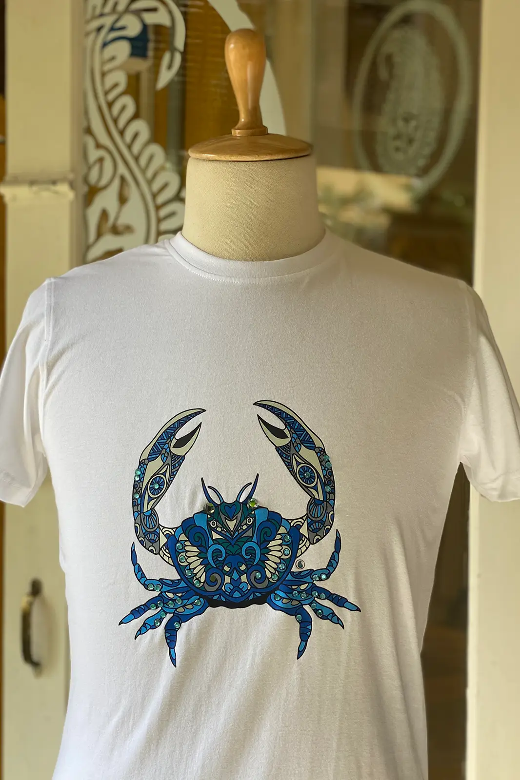 Joa Zod Can White, t shirt for man, t shirt for men, t shirt with design, white t shirt, Crab design, white t shirt male, zodiac sign tshirt, crab t shirt