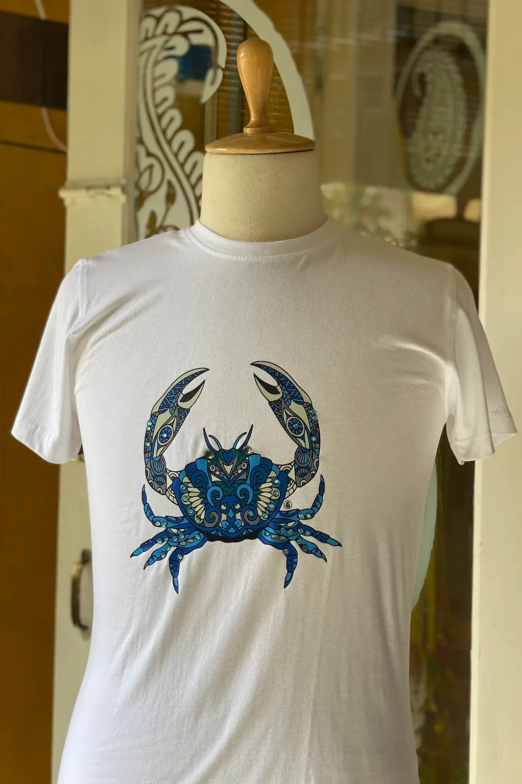 Joa Zod Can White, t shirt for man, t shirt for men, t shirt with design, white t shirt, Crab design, white t shirt male, zodiac sign tshirt, crab t shirt