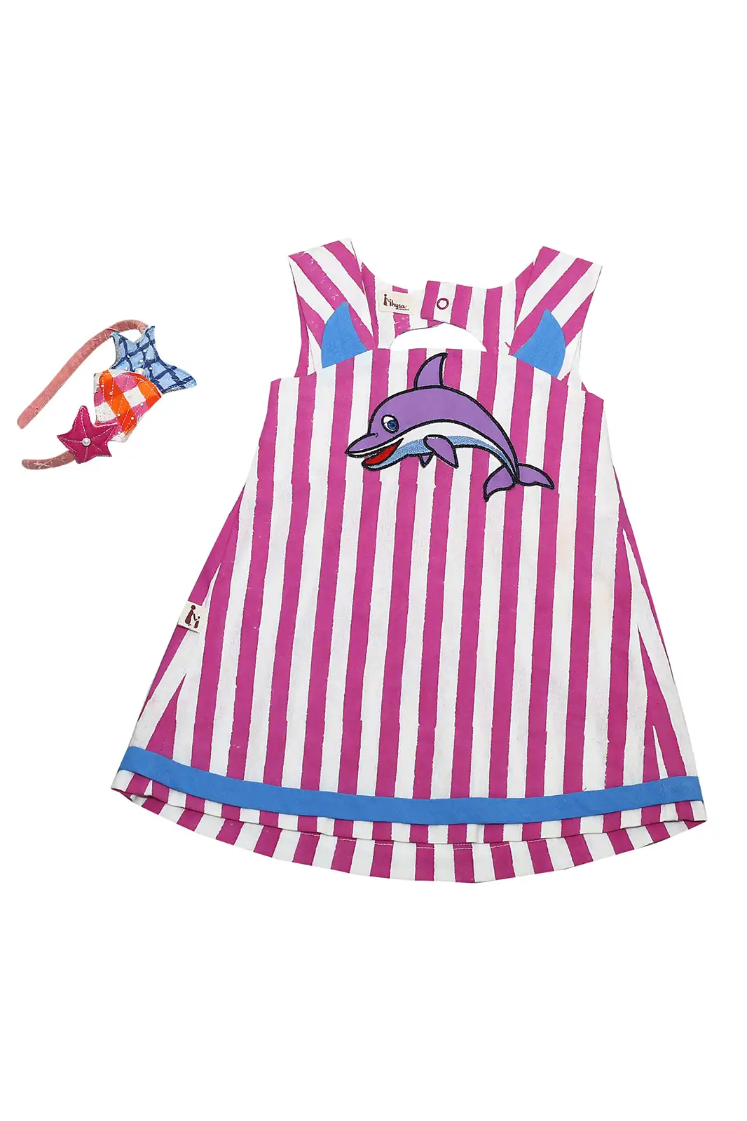 pinky fish patch work dress for girl, princess dresses for girls, christmas dresses for girls, party wear dress, color block dress, princess pink dress