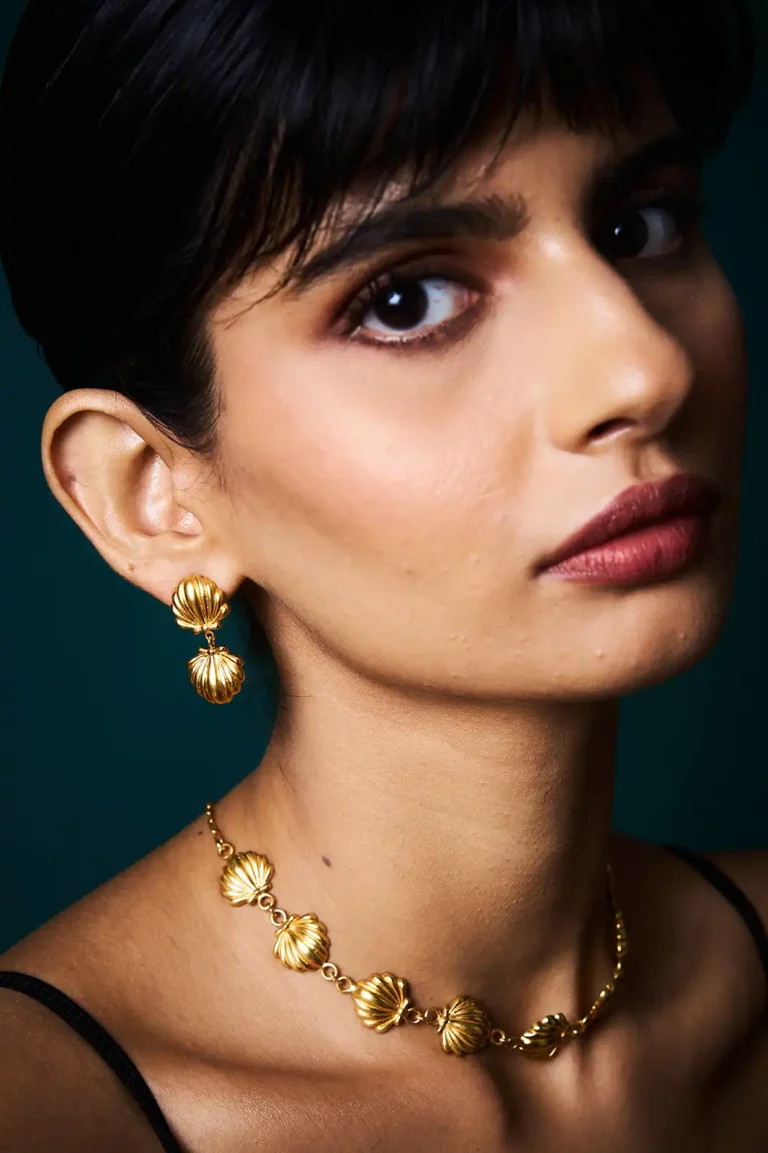 jalparis bay jewellery set earrings necklace, 18 karat gold earrings, gold earrings with jhumka, necklace set, gold necklace for women