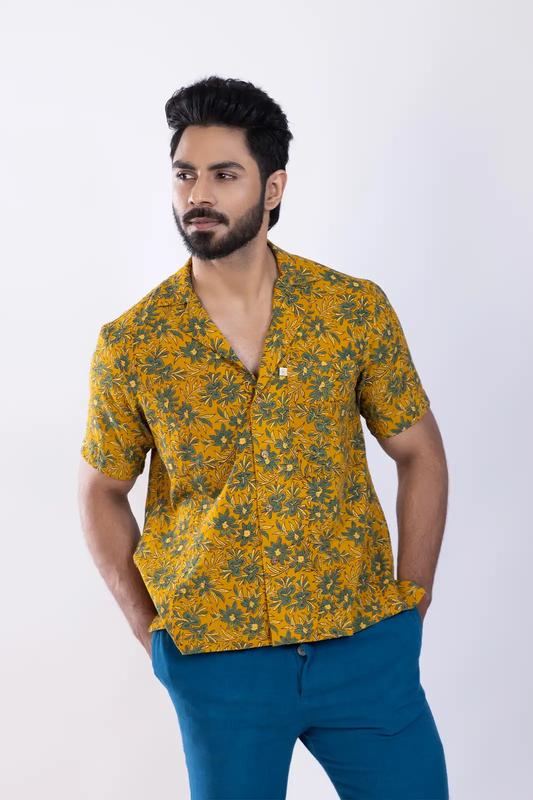 Hodiip Cotton Printed Shirt Mustard, Hand Printed Shirts, Print Shirts For Men, Cotton Printed Shirts For Men, Unique Print Shirts, Indian Shirt For Men