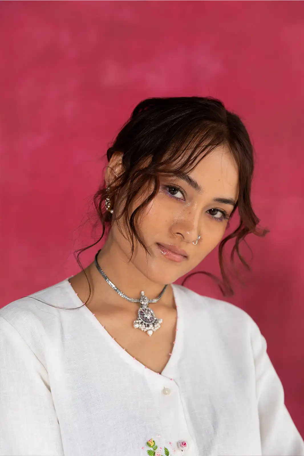 Dawn Shirt Dress, linen ivory shirt dress, hand embroidered dress, Sepia Stories clothing, pure linen dress, ivory summer dress, designer shirt dress India, elegant linen dress for women, casual linen shirt dress, sustainable fashion dress