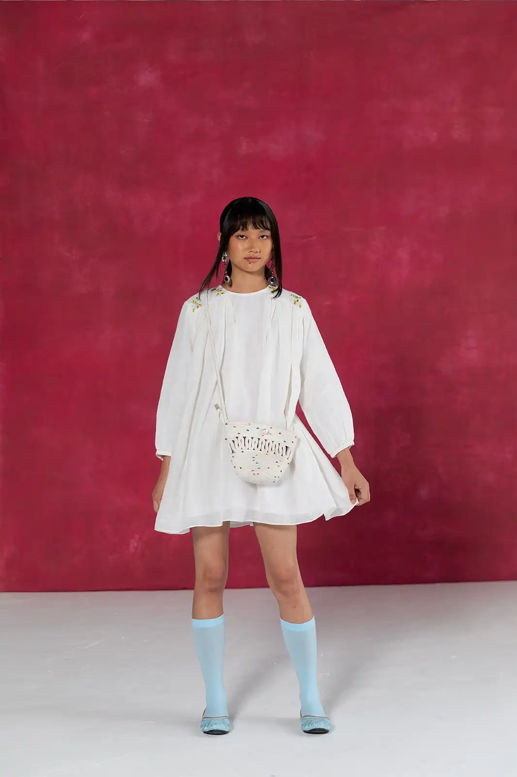 Soft Murmur Top, ivory linen women’s top, hand embroidered linen top, shoulder gathers blouse, Sepia Stories clothing, pure linen fashion, sustainable women’s wear, elegant ivory top, designer linen tops India, artisan crafted linen blouse, casual linen outfit