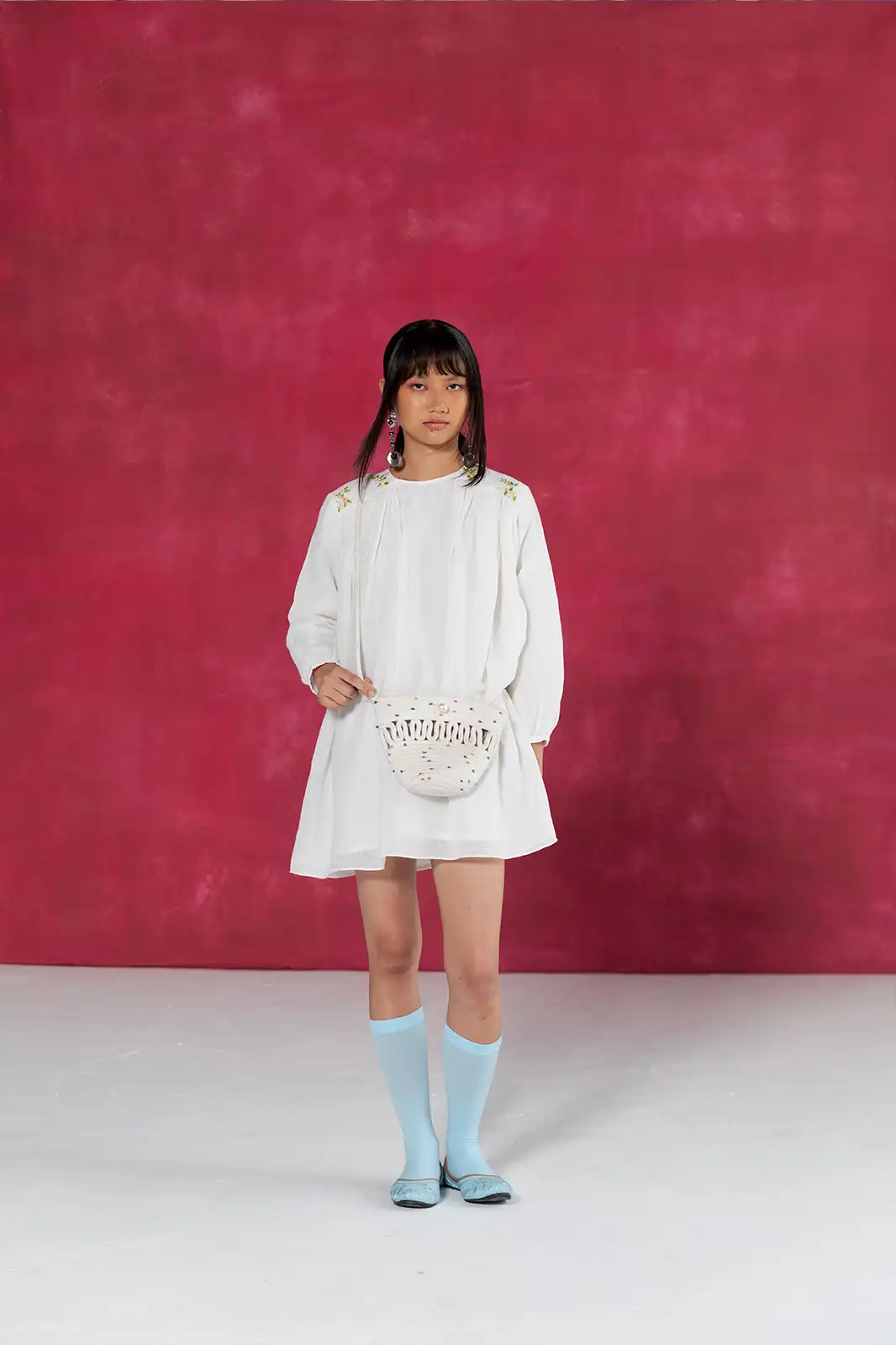 Soft Murmur Top, ivory linen women’s top, hand embroidered linen top, shoulder gathers blouse, Sepia Stories clothing, pure linen fashion, sustainable women’s wear, elegant ivory top, designer linen tops India, artisan crafted linen blouse, casual linen outfit