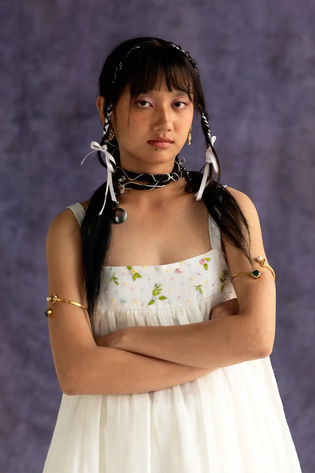 Sing Along Dress, ivory linen sundress, strappy summer dress, hand embroidered dress, Sepia Stories clothing, pure linen dress, designer sundress India, casual ivory dress, elegant linen outfit, sustainable fashion women, lightweight linen sundress