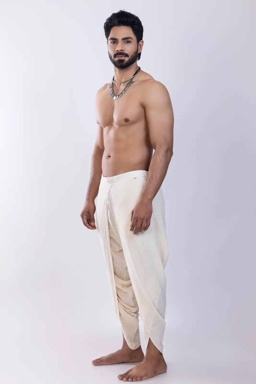 Medeiros Organic Cotton Dhoti Pants Natural, Eco-friendly Cotton Dhoti, Organic Fabric Traditional Dhoti, Natural Fiber Men’s Dhoti, Sustainable Ethnic Wear Cotton Dhotia