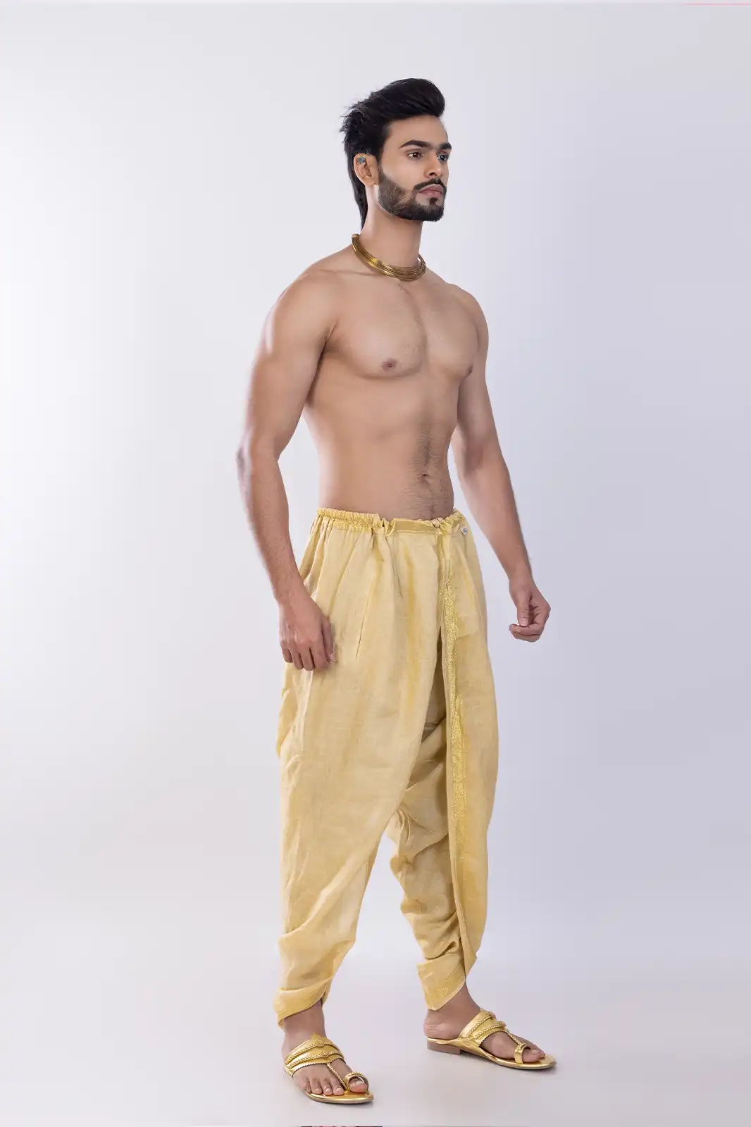 Medeiros Pure Linen Dhoti Pants Sand, Eco-friendly Linen Dhoti Pants, Organic Pure Linen Ethnic Wear, Natural Fiber Linen Dhoti, Sustainable Breathable Linen Pants