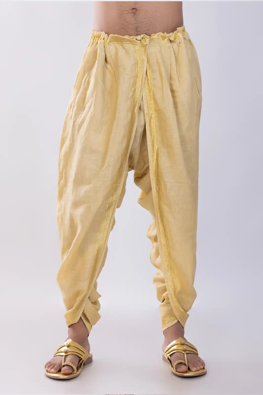 Medeiros Pure Linen Dhoti Pants Sand, Eco-friendly Linen Dhoti Pants, Organic Pure Linen Ethnic Wear, Natural Fiber Linen Dhoti, Sustainable Breathable Linen Pants