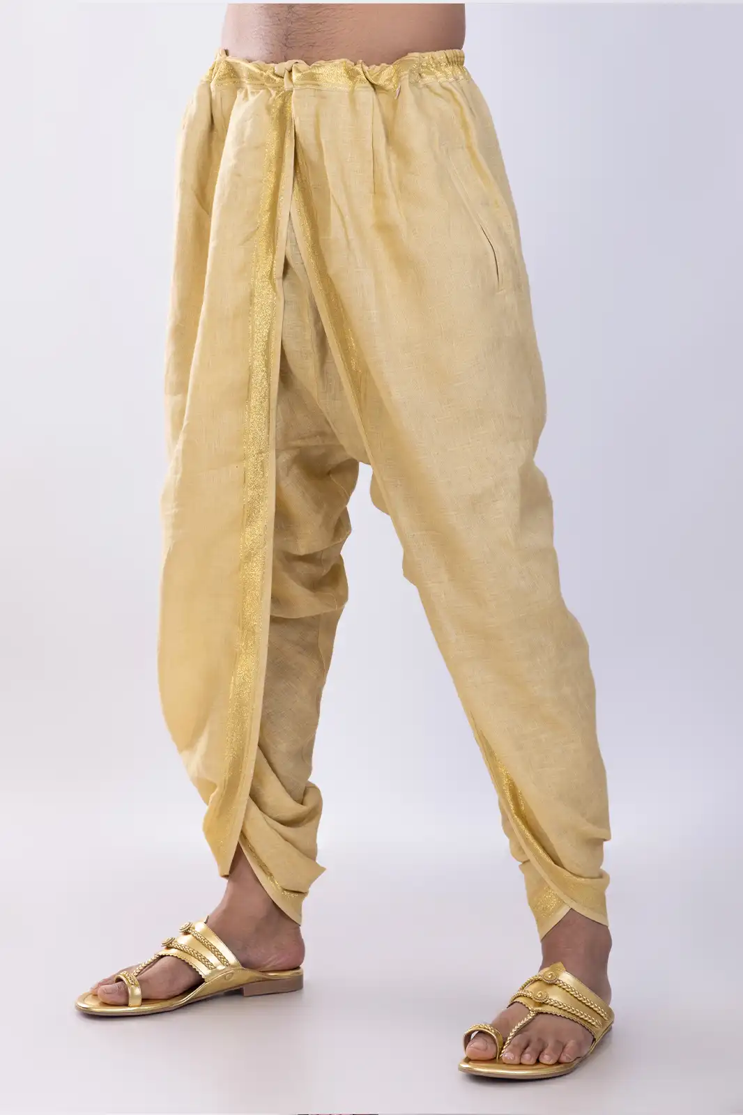 Medeiros Pure Linen Dhoti Pants Sand, Eco-friendly Linen Dhoti Pants, Organic Pure Linen Ethnic Wear, Natural Fiber Linen Dhoti, Sustainable Breathable Linen Pants