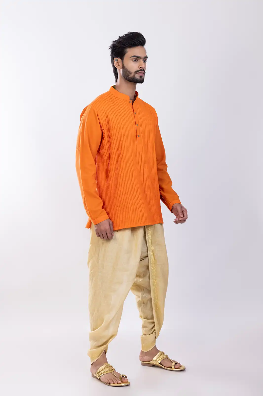 Miz Cotton Kurta Orange, Orange Kurta For Men, Orange Colour Kurta For Mens, Pure Cotton Kurta, Cotton Short Kurta For Men, Sustainable Clothing