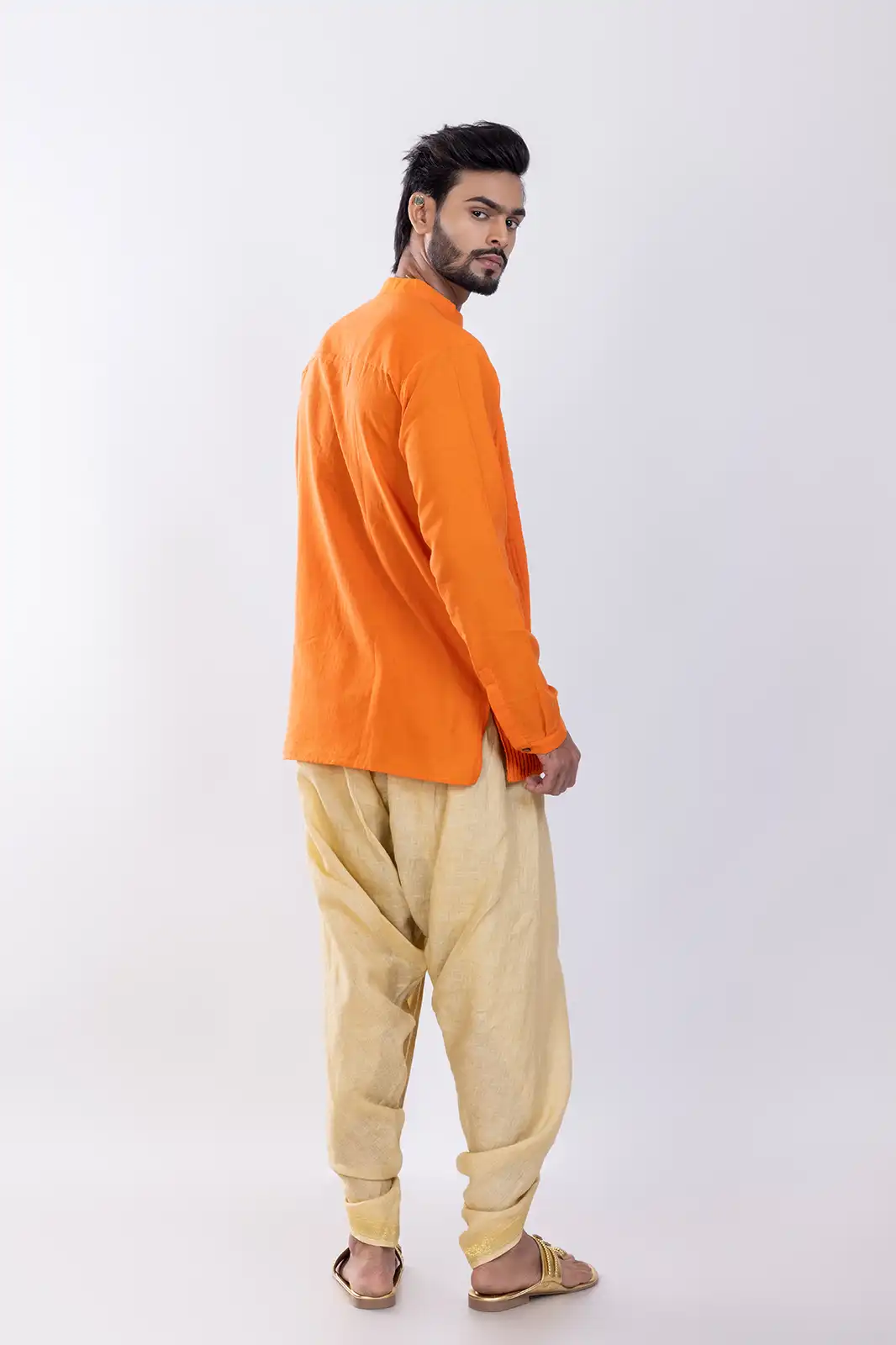 Miz Cotton Kurta Orange, Orange Kurta For Men, Orange Colour Kurta For Mens, Pure Cotton Kurta, Cotton Short Kurta For Men, Sustainable Clothing