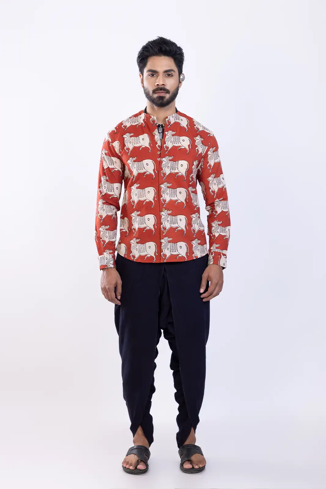 Nanz Cotton Printed Shirt Red, Hand Printed Shirts, Print Shirts For Men, Cotton Printed Shirts For Men, Unique Print Shirts, Indian Shirt For Men