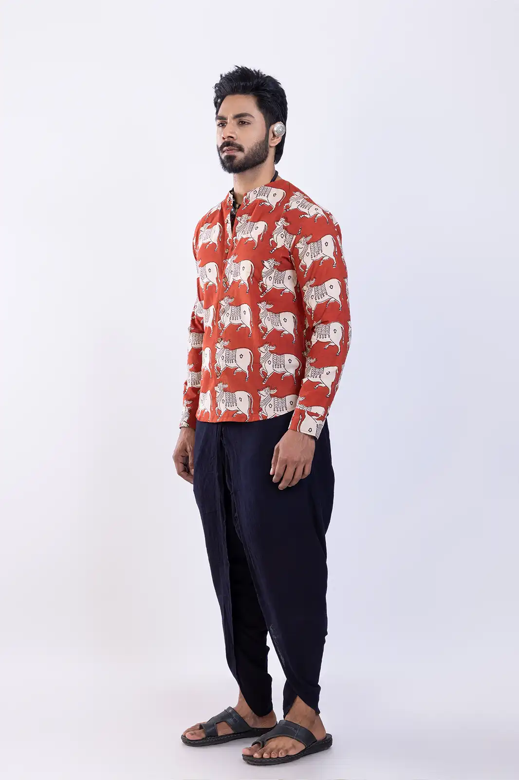 Nanz Cotton Printed Shirt Red, Hand Printed Shirts, Print Shirts For Men, Cotton Printed Shirts For Men, Unique Print Shirts, Indian Shirt For Men