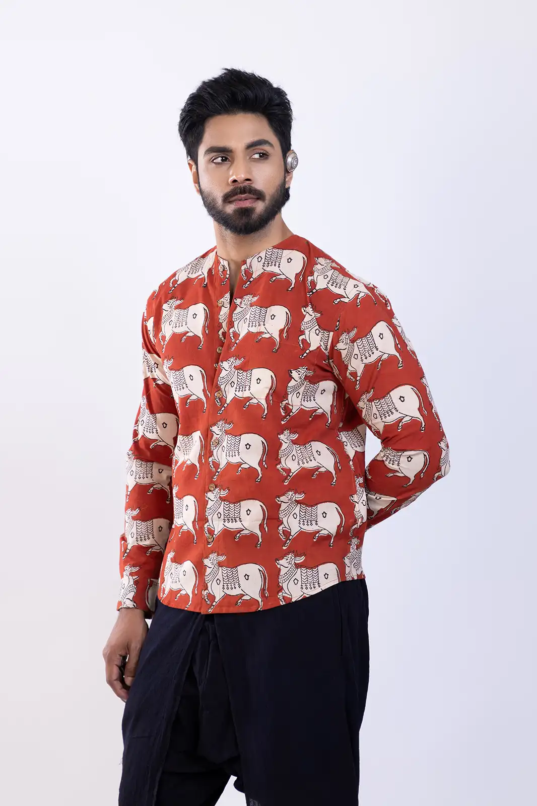 Nanz Cotton Printed Shirt Red, Hand Printed Shirts, Print Shirts For Men, Cotton Printed Shirts For Men, Unique Print Shirts, Indian Shirt For Men