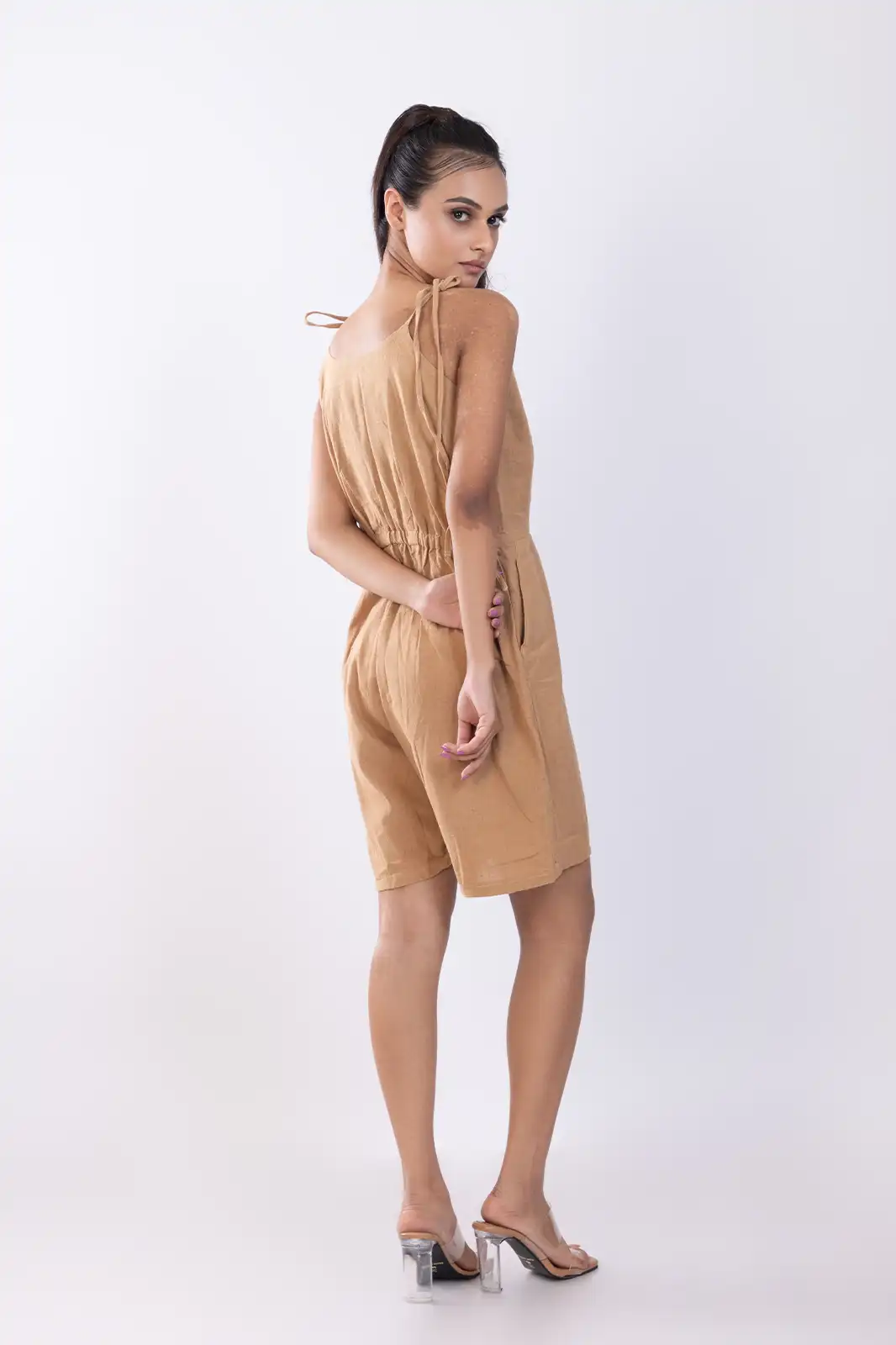 Nocha Jumpsuit Brown Cotton, Eco-friendly Organic Cotton Jumpsuit, Sustainable Casual Cotton Jumpsuit, Organic Fabric Women’s Jumpsuit, Natural Fiber Cotton Playsuit