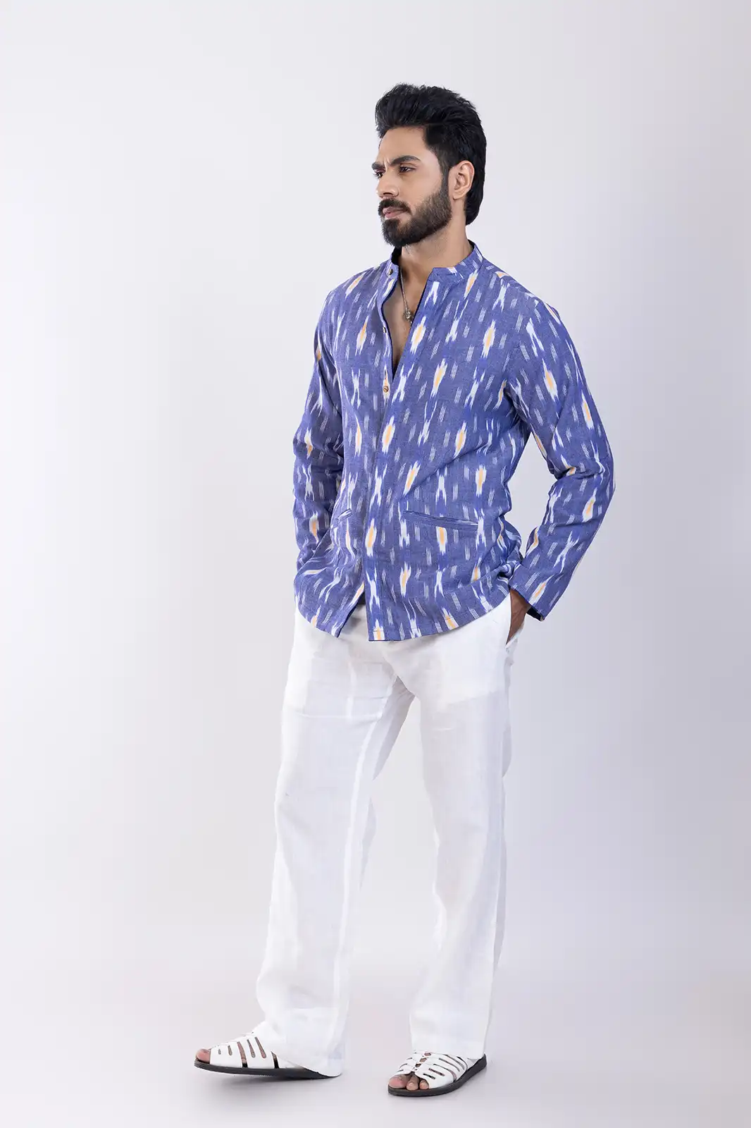 Reversible Cotton Ikat Jacket, Eco-friendly Ikat Cotton Jacket, Organic Fabric Ikat Outerwear, Sustainable Handwoven Cotton Jacket, Natural Fiber Ikat Patterned Jacket