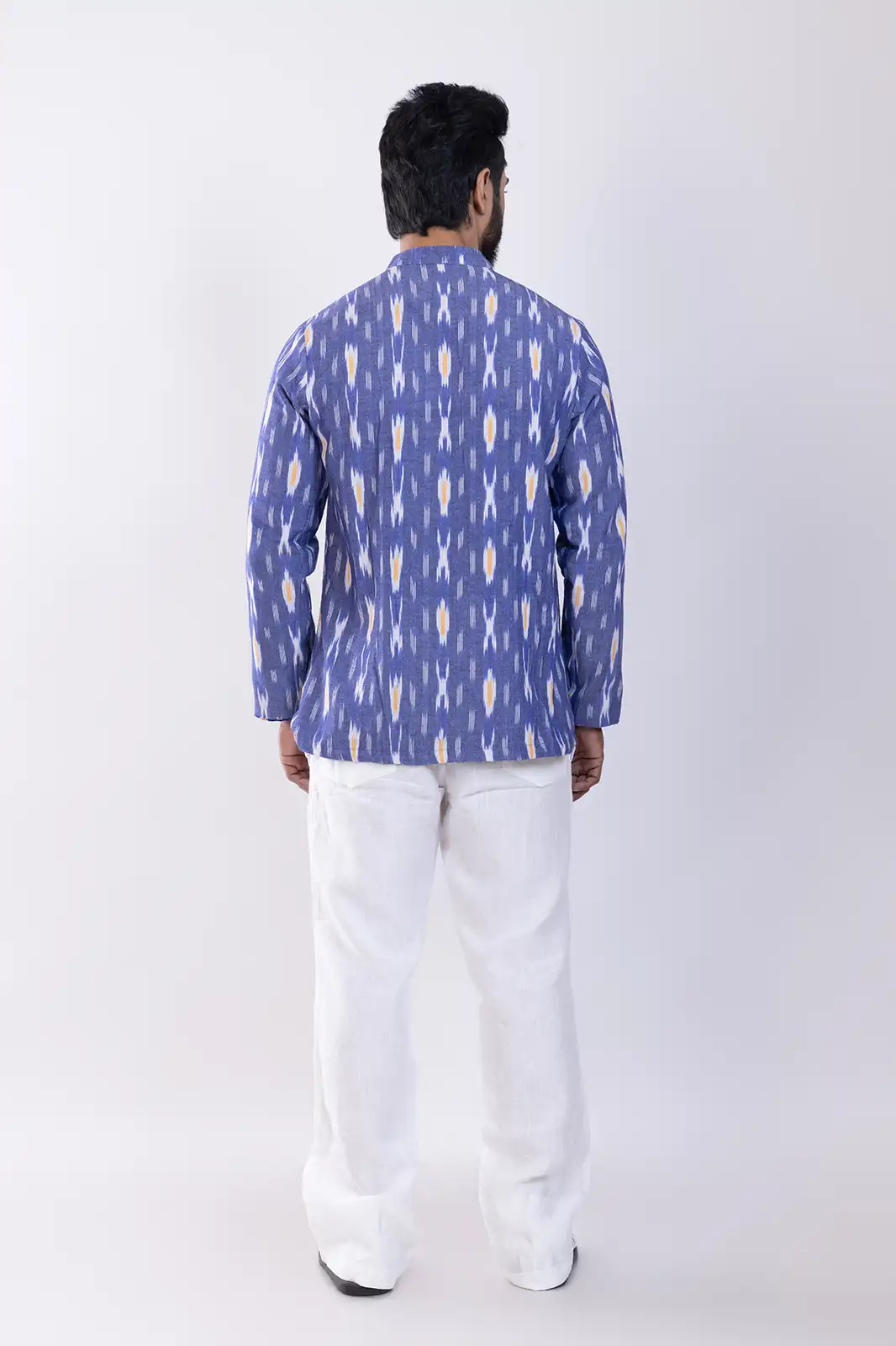 Reversible Cotton Ikat Jacket, Eco-friendly Ikat Cotton Jacket, Organic Fabric Ikat Outerwear, Sustainable Handwoven Cotton Jacket, Natural Fiber Ikat Patterned Jacket