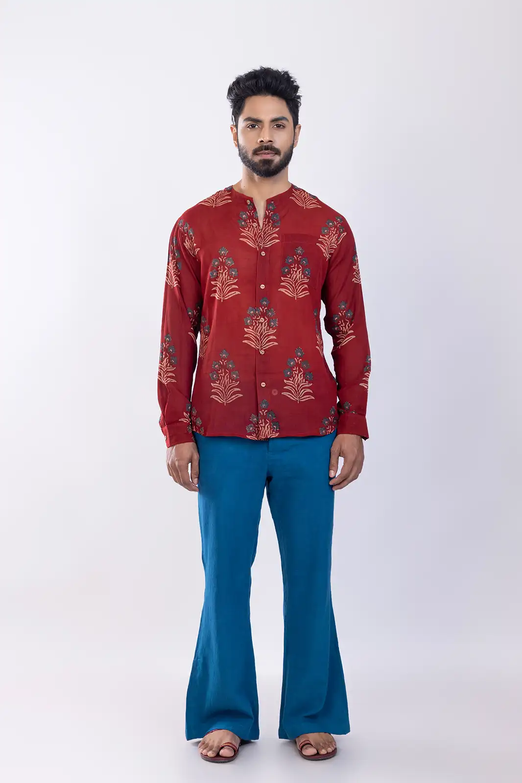 Ryz Cotton Printed Shirt Red, Hand Printed Shirts, Print Shirts For Men, Cotton Printed Shirts For Men, Unique Print Shirts, Indian Shirt For Men