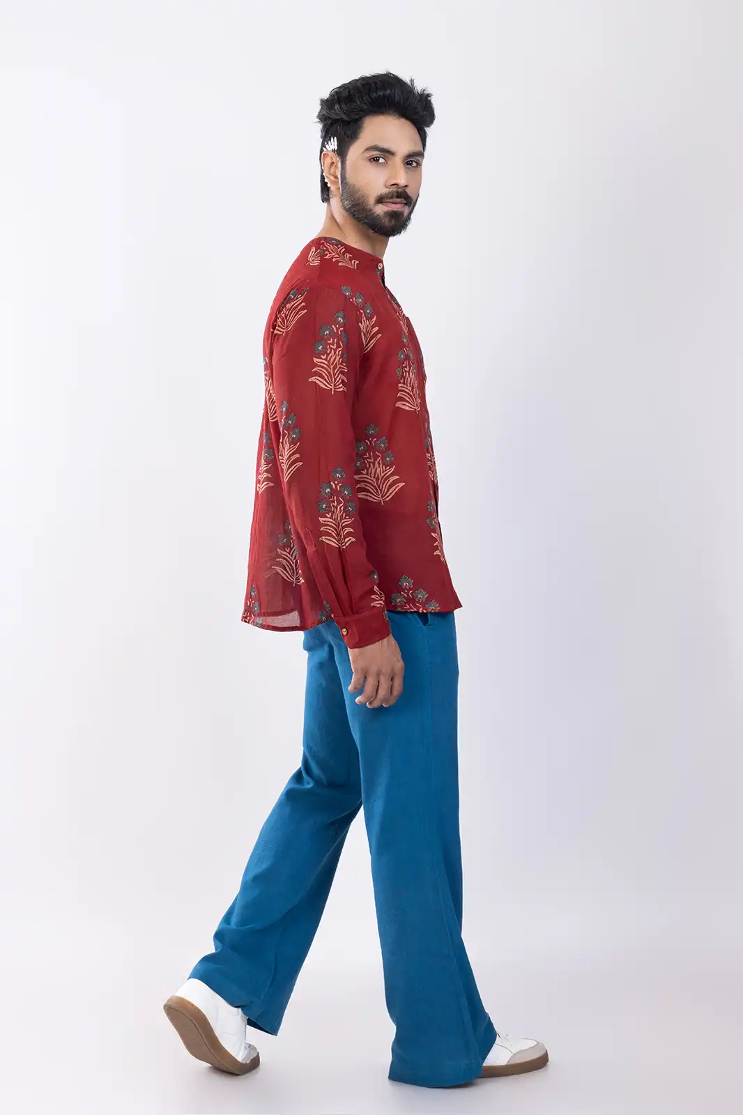 Ryz Cotton Printed Shirt Red, Hand Printed Shirts, Print Shirts For Men, Cotton Printed Shirts For Men, Unique Print Shirts, Indian Shirt For Men