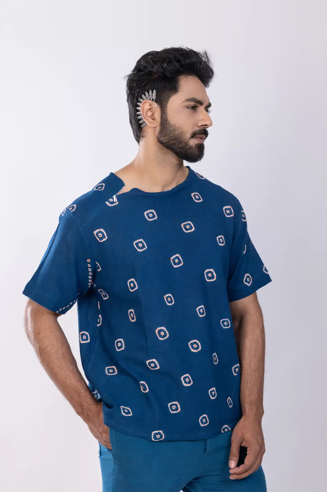Serdar Organic Cotton Tee Indigo, Eco-friendly Cotton T-shirt, Organic Fabric Casual Tee, Natural Fiber Everyday T-shirt, Sustainable Minimalist Clothing, Environmentally Friendly Cotton Top
