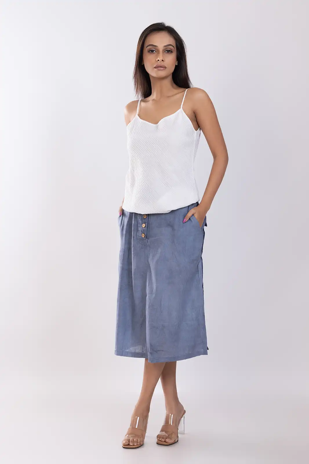 Sheh Cotton Skirt Indigo, Women Cotton Skirt, Pure Cotton Skirt, Organic Cotton Skirt, Cotton Skirts For Daily Use, Cotton Skirts For Ladies, Sustainable Clothing