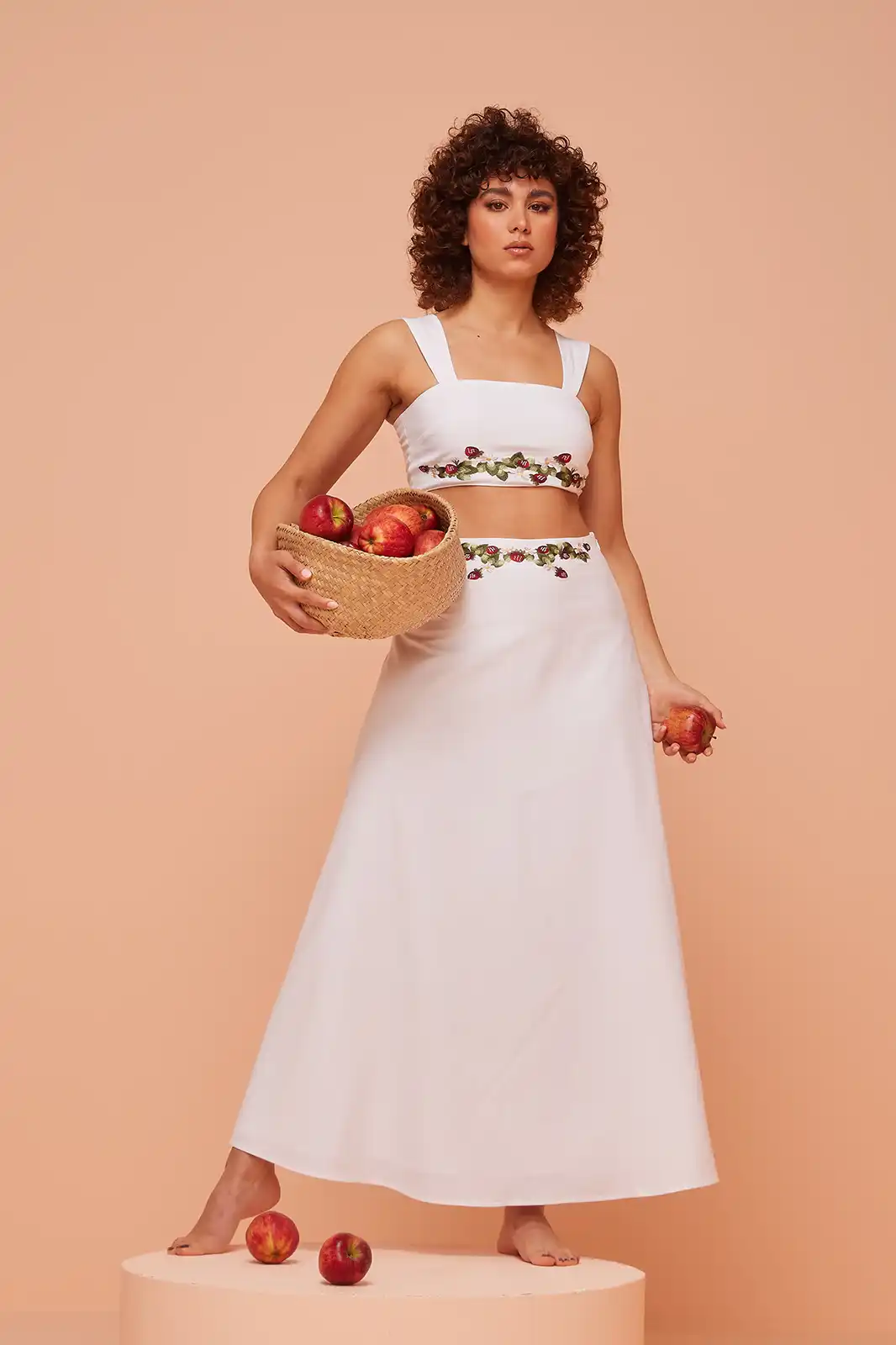 Alora Sustainable White Linen Relaxed Fit Skirt, Linen Skirts For Women, Printed Linen Skirt, Sustainable Womens Skirts, Long Skirt Women, Eco Friendly Linen Skirt