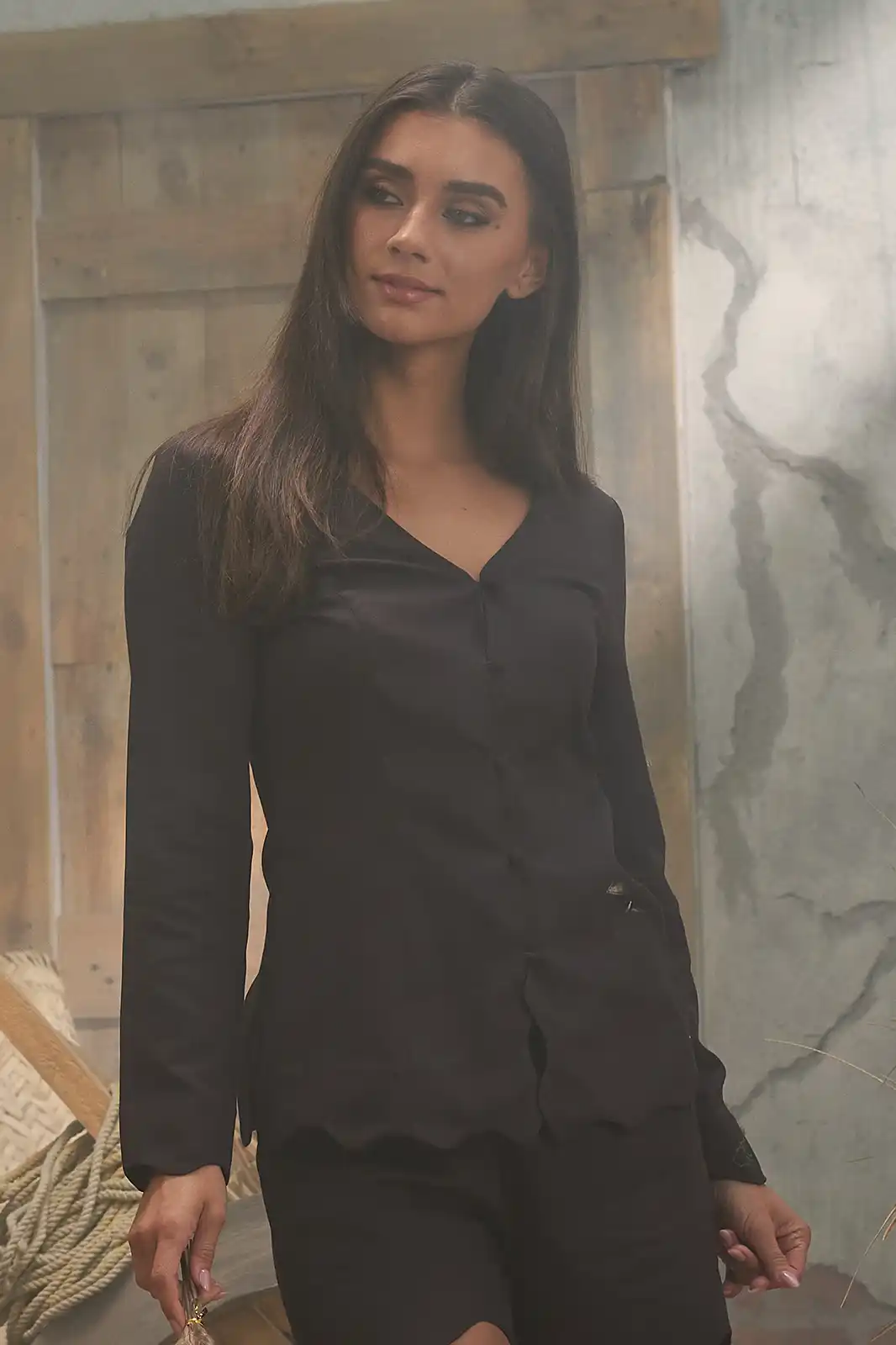 Arz Full Sleeve V Neck Top, V-neck Top For Women, Long Sleeve V Neck Top For Women, V Neck Women Tops Online, Women Black Top, Women Clothing, Sepia Stories, Clothes For Women, Sustainable Cotton Clothing, Organic Women Clothing, Eco Friendly Clothing, Slow Fashion Brand, Slow Fashion Clothing, Ashita Fernandes, Sustainable Luxury Clothing Brands