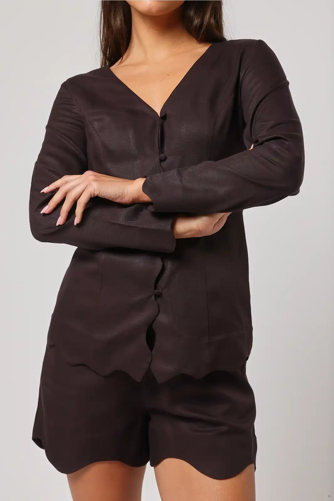 Arz Full Sleeve V Neck Top, V-neck Top For Women, Long Sleeve V Neck Top For Women, V Neck Women Tops Online, Women Black Top, Women Clothing, Sepia Stories, Clothes For Women, Sustainable Cotton Clothing, Organic Women Clothing, Eco Friendly Clothing, Slow Fashion Brand, Slow Fashion Clothing, Ashita Fernandes, Sustainable Luxury Clothing Brands