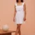 Aurora Handamde White Linen Half Sleeve Onepiece Dress For Women