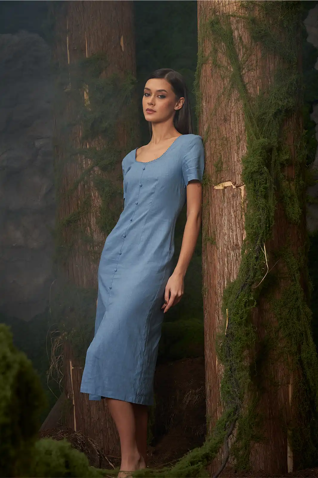 Women Clothing, Sepia Stories, Clothes For Women, Sustainable Cotton Clothing, Organic Women Clothing, Eco Friendly Clothing, Slow Fashion Brand, Slow Fashion Clothing, Ashita Fernandes, Sustainable Luxury Clothing Brands, Baadal Linen Midi Dress, Scoop Neckline Dress, One Piece Dress For Women, Long Tunic Dress, Long Dress For Women, Red Long Dress For Women, Fashionable Linen Clothing