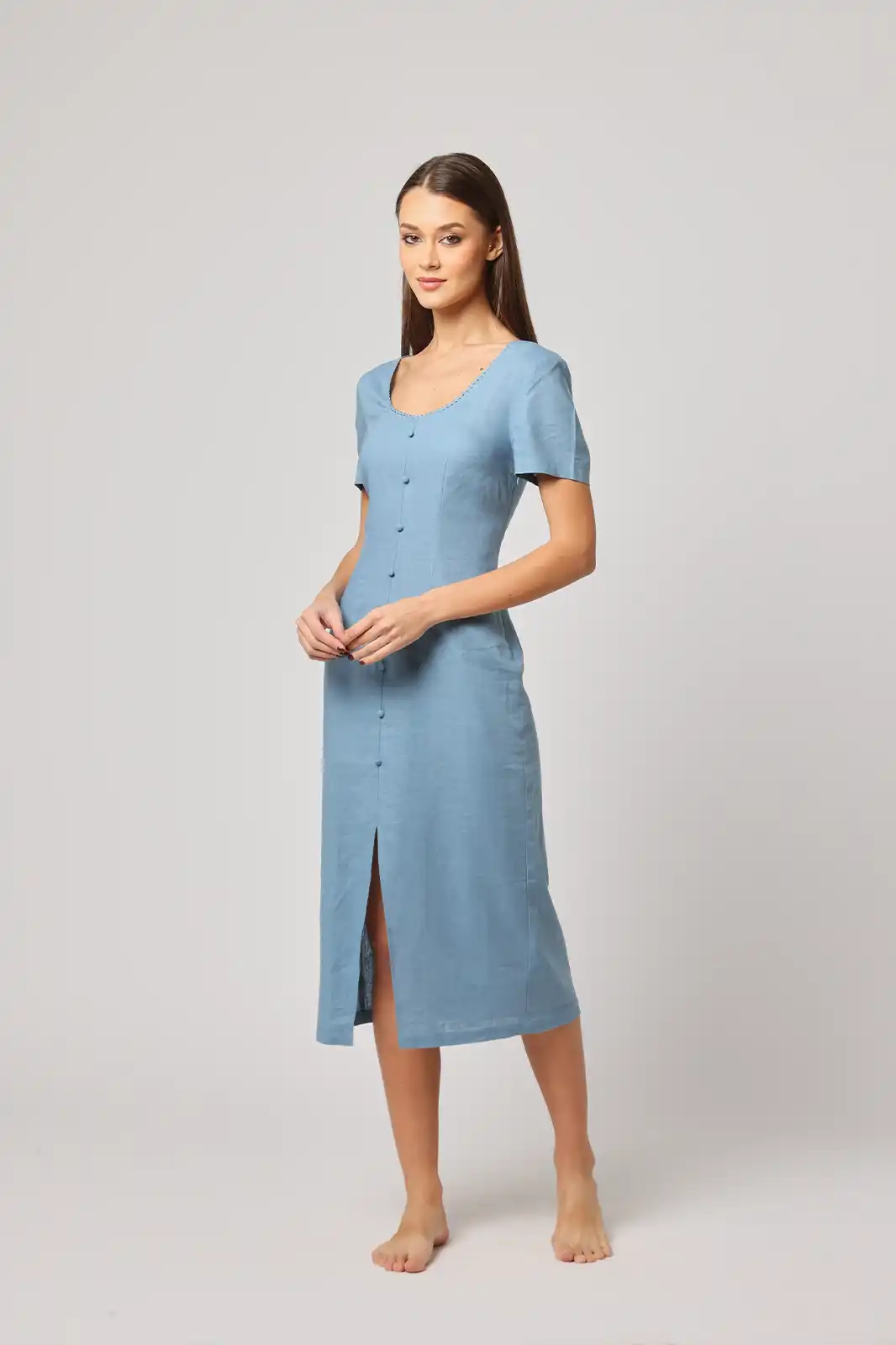 Women Clothing, Sepia Stories, Clothes For Women, Sustainable Cotton Clothing, Organic Women Clothing, Eco Friendly Clothing, Slow Fashion Brand, Slow Fashion Clothing, Ashita Fernandes, Sustainable Luxury Clothing Brands, Baadal Linen Midi Dress, Scoop Neckline Dress, One Piece Dress For Women, Long Tunic Dress, Long Dress For Women, Red Long Dress For Women, Fashionable Linen Clothing