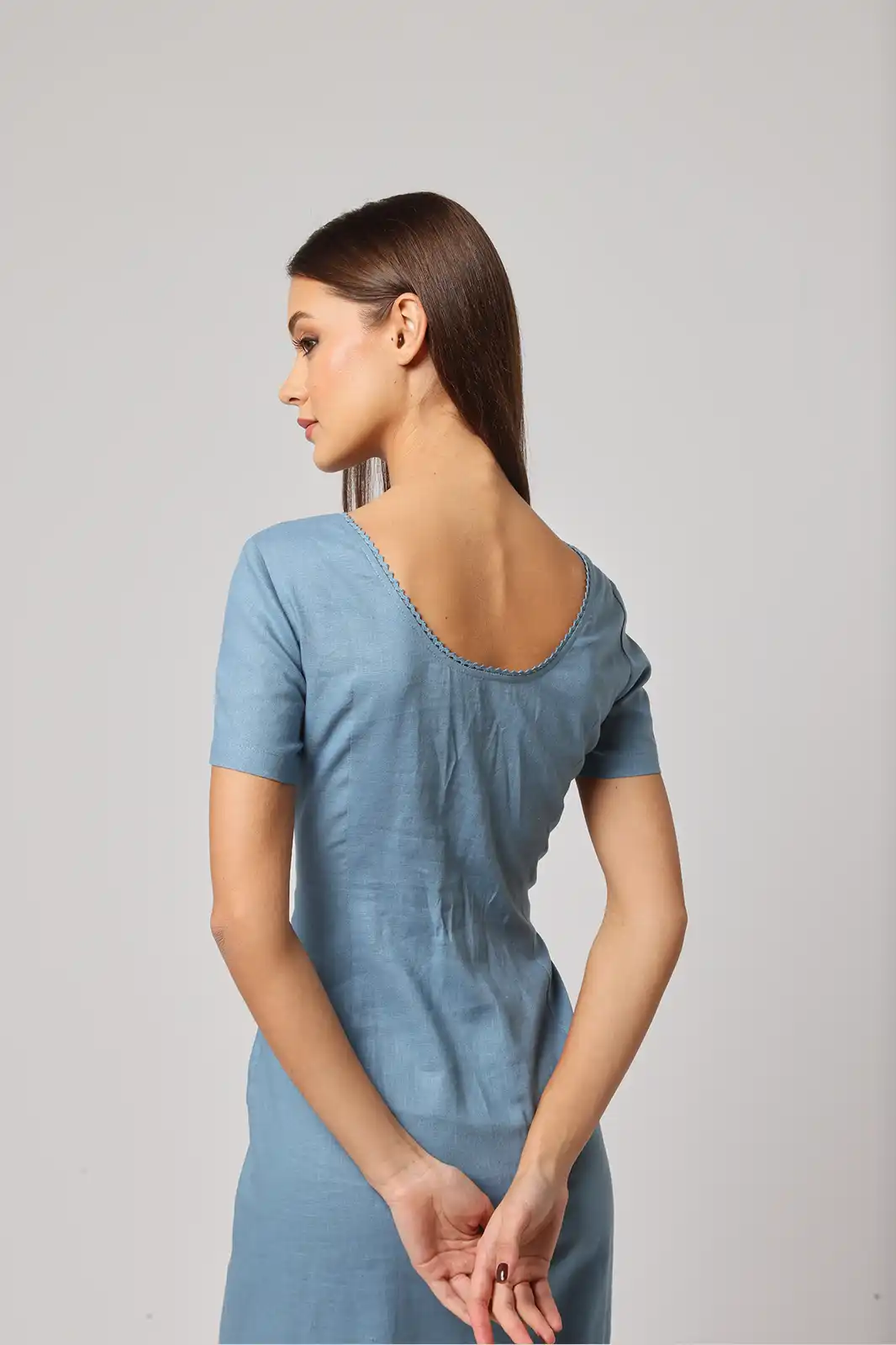 Women Clothing, Sepia Stories, Clothes For Women, Sustainable Cotton Clothing, Organic Women Clothing, Eco Friendly Clothing, Slow Fashion Brand, Slow Fashion Clothing, Ashita Fernandes, Sustainable Luxury Clothing Brands, Baadal Linen Midi Dress, Scoop Neckline Dress, One Piece Dress For Women, Long Tunic Dress, Long Dress For Women, Red Long Dress For Women, Fashionable Linen Clothing