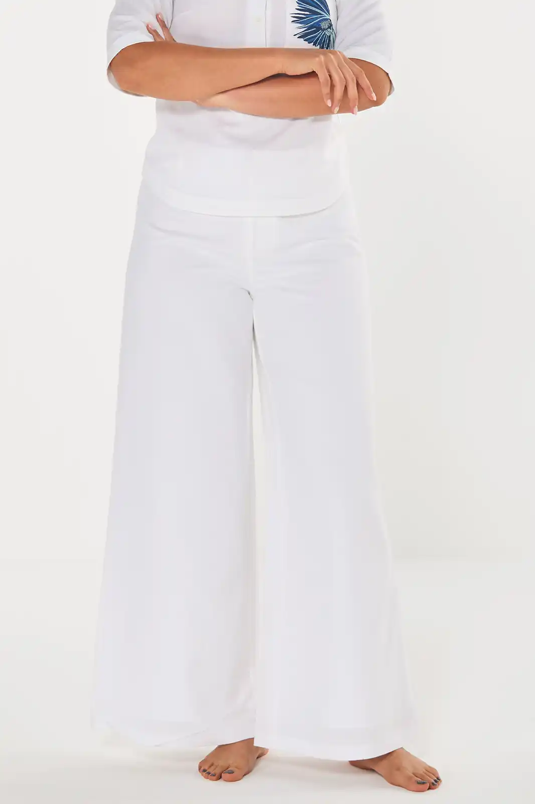 Betty Handmade White Linen Palazzo Pants, Linen Palazzo Pants For Women, Linen Wide Leg Pants For Women, White Palazzo Pants, Relaxed Fit Palazzo