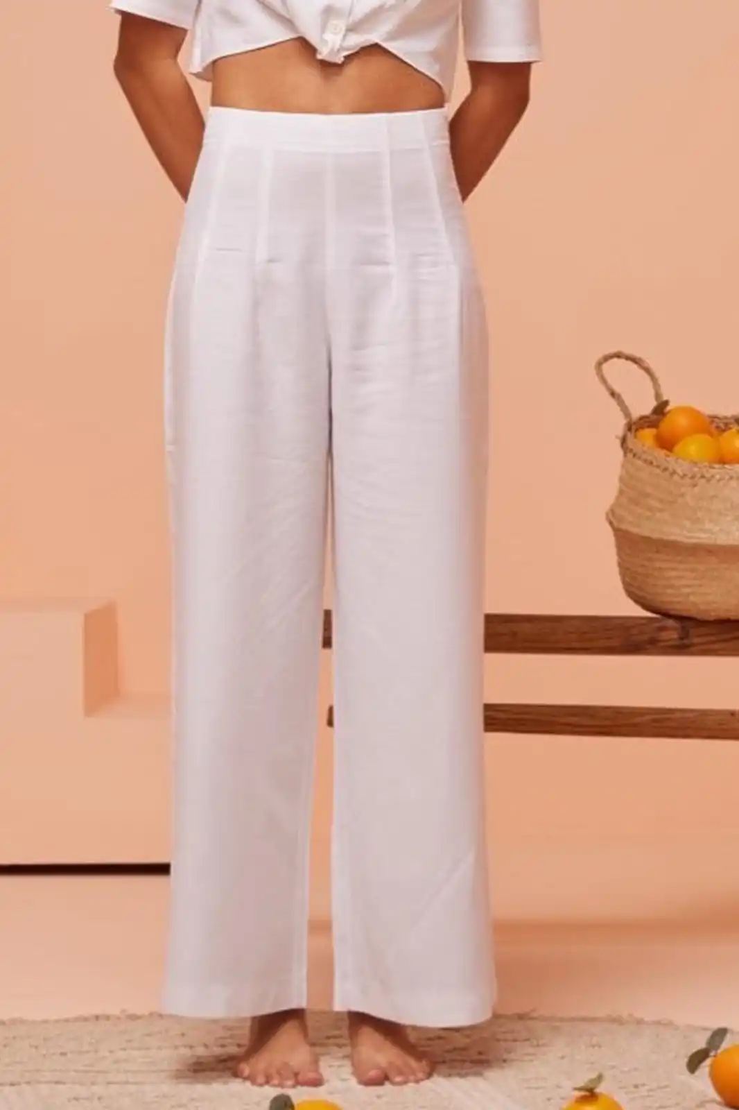 Bridget Sustainable White Linen Palazzo Pants, Linen Palazzo Pants For Women, Linen Wide Leg Pants For Women, White Palazzo Pants, Breathable linen pants
