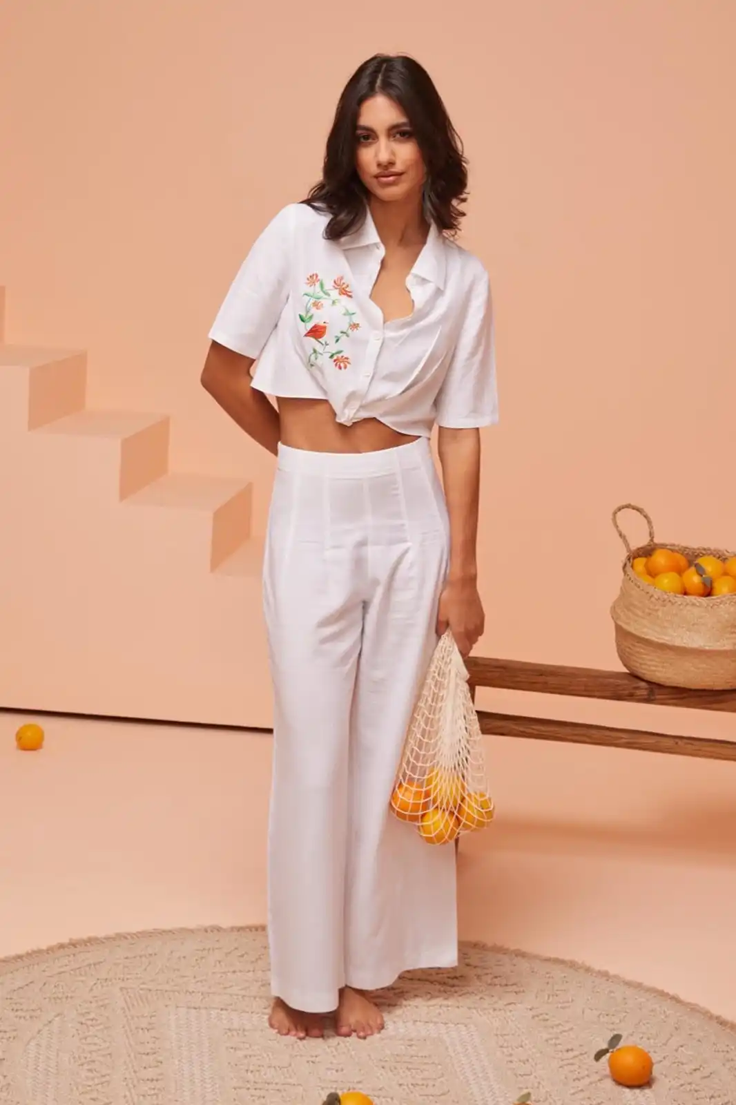 Bridget Sustainable White Linen Palazzo Pants, Linen Palazzo Pants For Women, Linen Wide Leg Pants For Women, White Palazzo Pants, Breathable linen pants