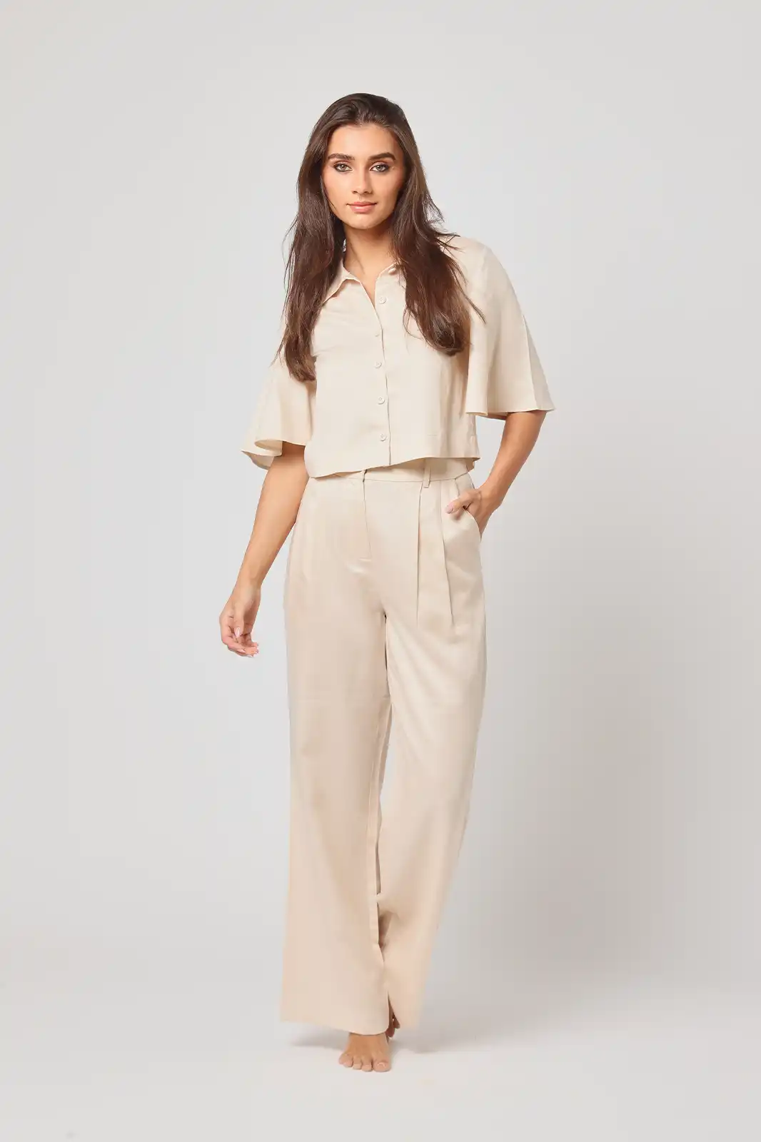 Women Clothing, Sepia Stories, Clothes For Women, Sustainable Cotton Clothing, Organic Women Clothing, Eco Friendly Clothing, Slow Fashion Brand, Slow Fashion Clothing, Ashita Fernandes, Sustainable Luxury Clothing Brands, Dhara Relaxed Trousers, High Waist Trousers For Women, Linen Trousers For Women, Wide Leg Formal Trousers, Pleated Trousers Women, Relaxed Fit Trousers
