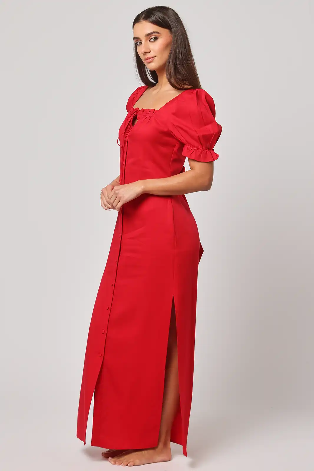 Women Clothing, Sepia Stories, Clothes For Women, Sustainable Cotton Clothing, Organic Women Clothing, Eco Friendly Clothing, Slow Fashion Brand, Slow Fashion Clothing, Ashita Fernandes, Sustainable Luxury Clothing Brands, Dilruba Linen Blend Dress, Long Dress For Women, Red Long Dress For Women, Fashionable Linen Clothing, Sustainable Dresses, One Piece Dress For Women, Long Tunic Dress