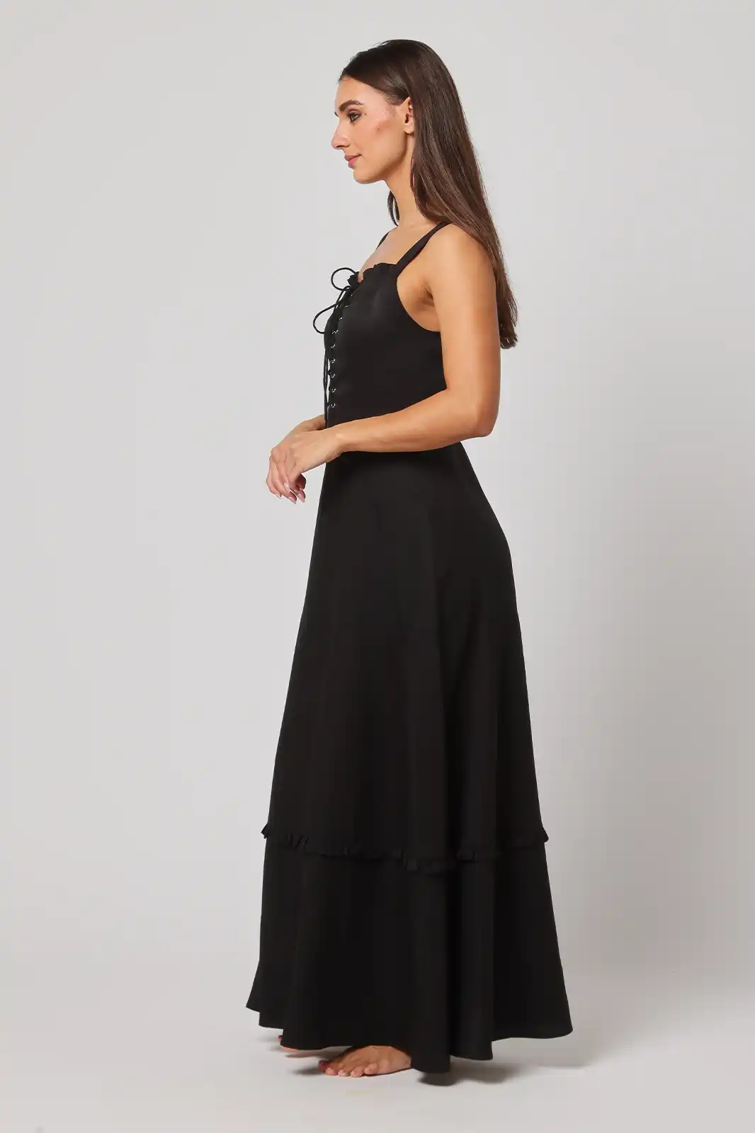 Women Clothing, Sepia Stories, Clothes For Women, Sustainable Cotton Clothing, Organic Women Clothing, Eco Friendly Clothing, Slow Fashion Brand, Slow Fashion Clothing, Ashita Fernandes, Sustainable Luxury Clothing Brands, Husn Black Corset Midi Dress, Corset Midi Dress For Women, Corset Dress For Women, Black Corset Dress, Long Corset Dress, Corset Maxi Dress