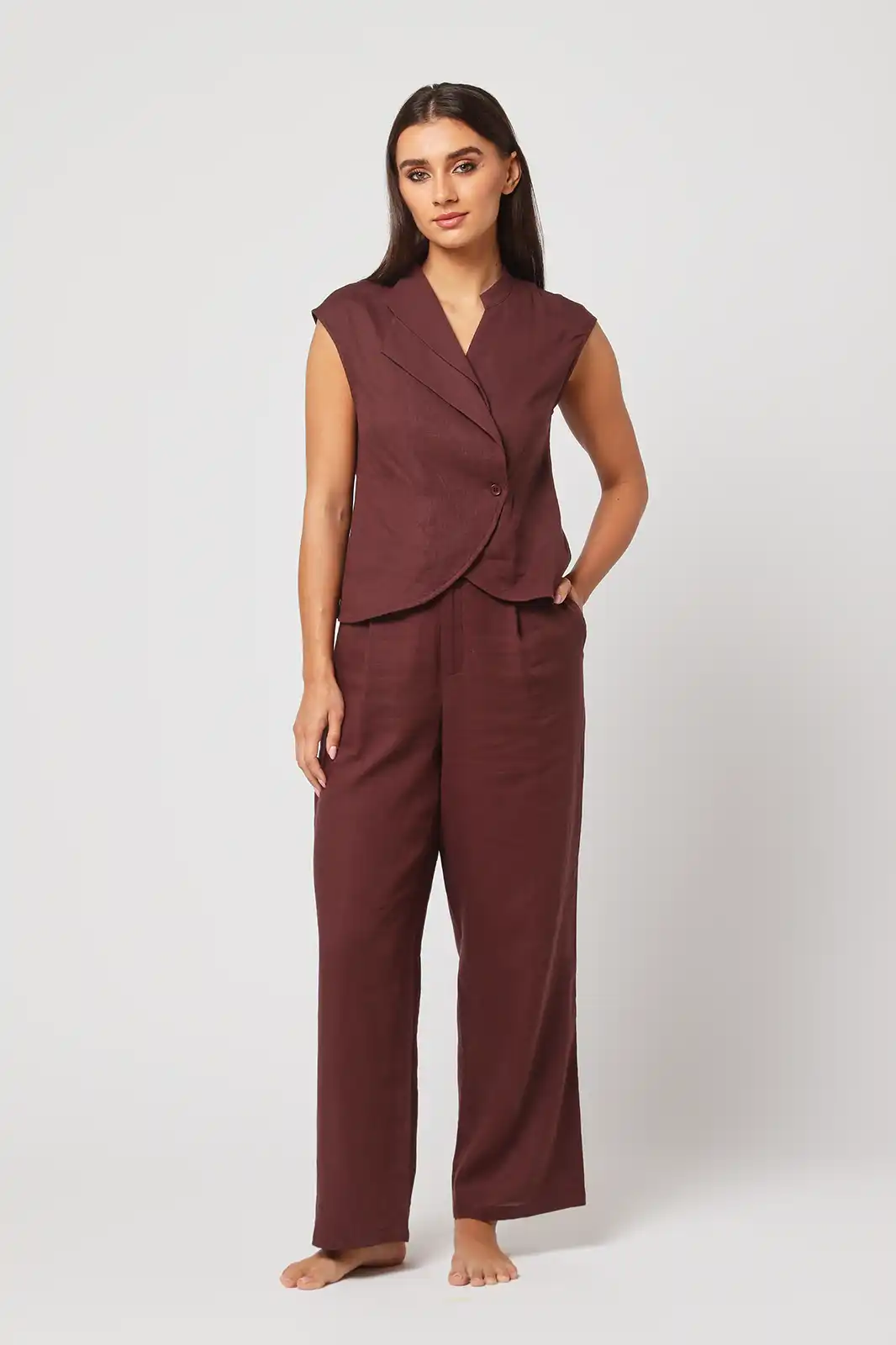 Women Clothing, Sepia Stories, Clothes For Women, Sustainable Cotton Clothing, Organic Women Clothing, Eco Friendly Clothing, Slow Fashion Brand, Slow Fashion Clothing, Ashita Fernandes, Sustainable Luxury Clothing Brands, Kudrat Relaxed Fit Cotton Pants, Pleated High Waist Trousers, Linen Trousers For Women, Bottom Wear For Women, Formal Cotton Pants For Women