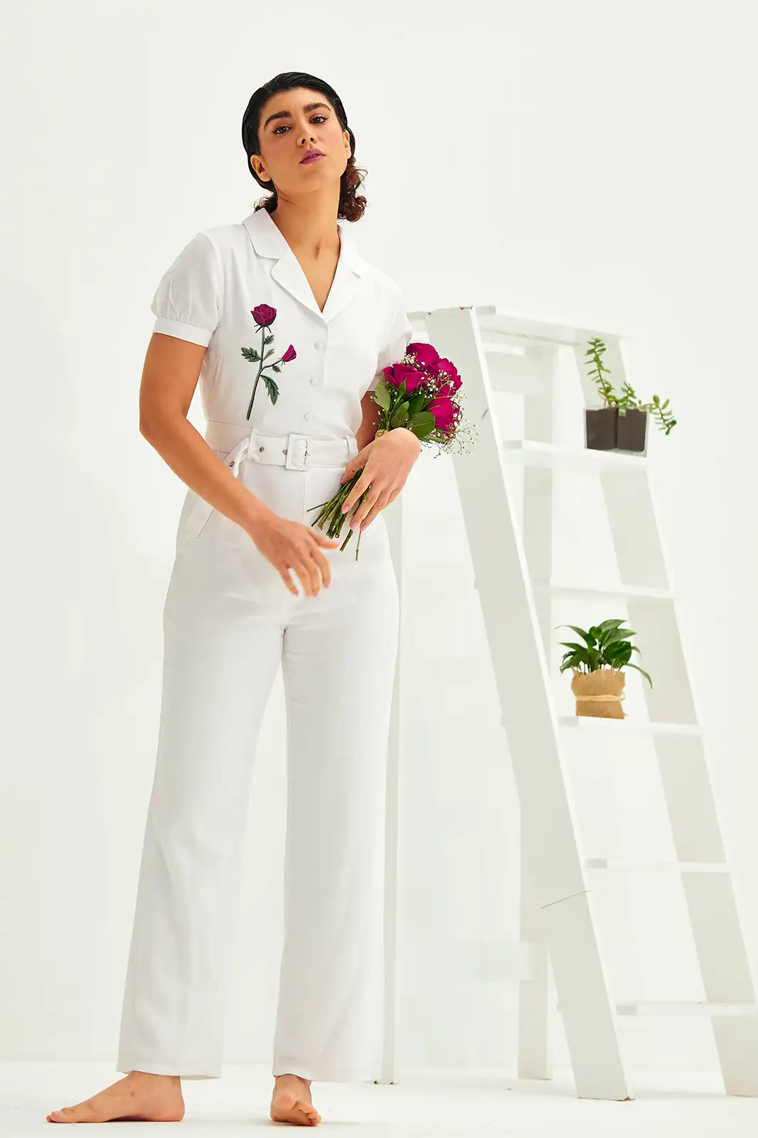 Margot Handmade White Linen Jumpsuit, Ladies Linen Jumpsuit, Pure Linen Jumpsuit, White Jumpsuit For Women, Ethnic Jumpsuit, Jumpsuit Dress