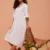 Rae Handamde White Linen Knee Length Long Dress, Linen Dresses For Women, Pure Linen Dresses, 1 Piece Long Dress, Floral Long Dress