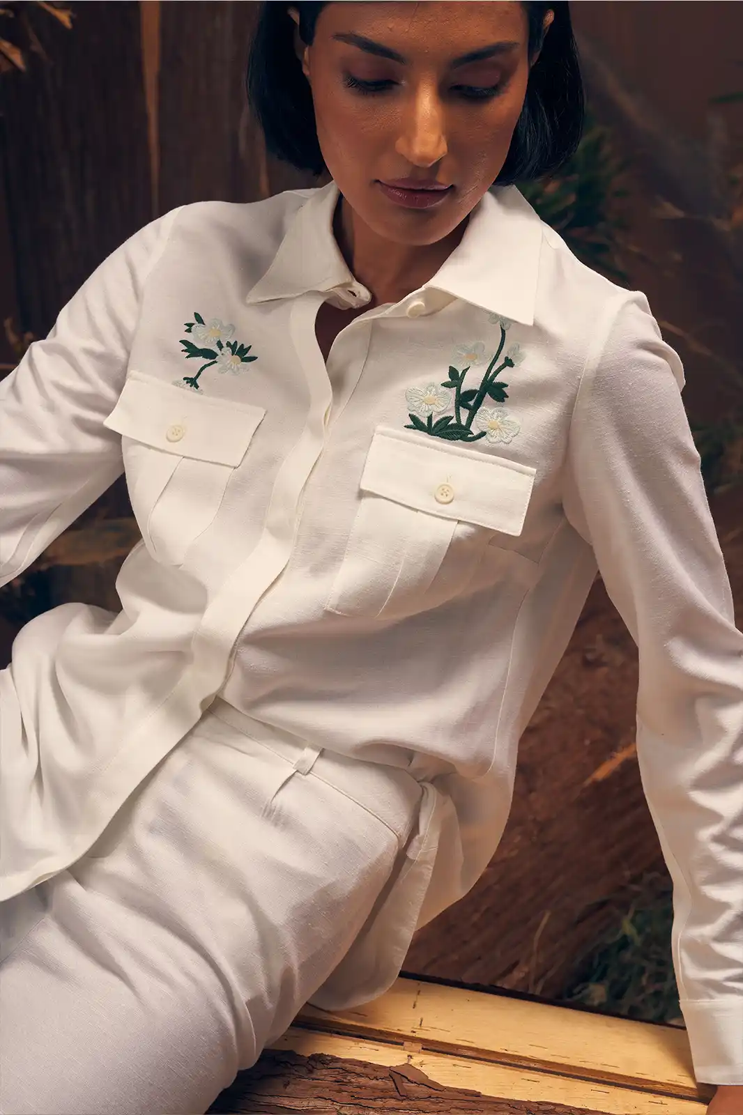 Snowdrop Handmade White Linen Top, White Linen Top For Women, Embroidered Linen Top, Printed Linen Top, Organic Top, Sustainable Top, Handmade Top For Women