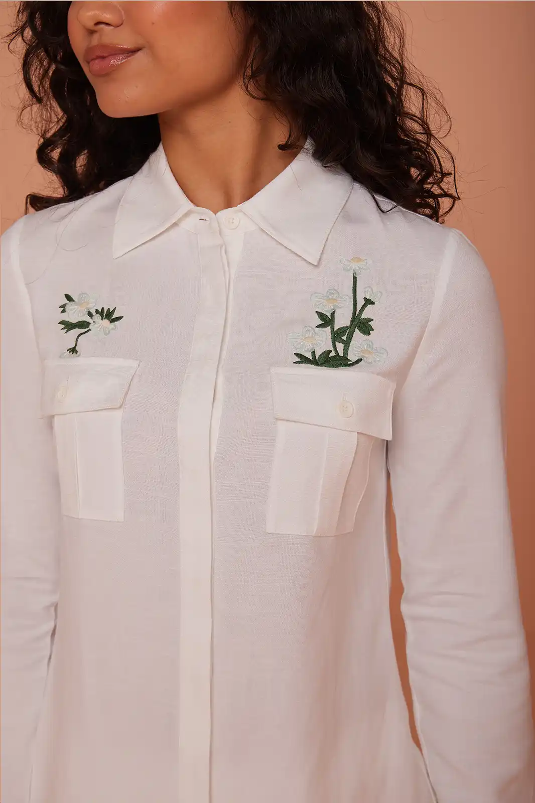 Snowdrop Handmade White Linen Top, White Linen Top For Women, Embroidered Linen Top, Printed Linen Top, Organic Top, Sustainable Top, Handmade Top For Women