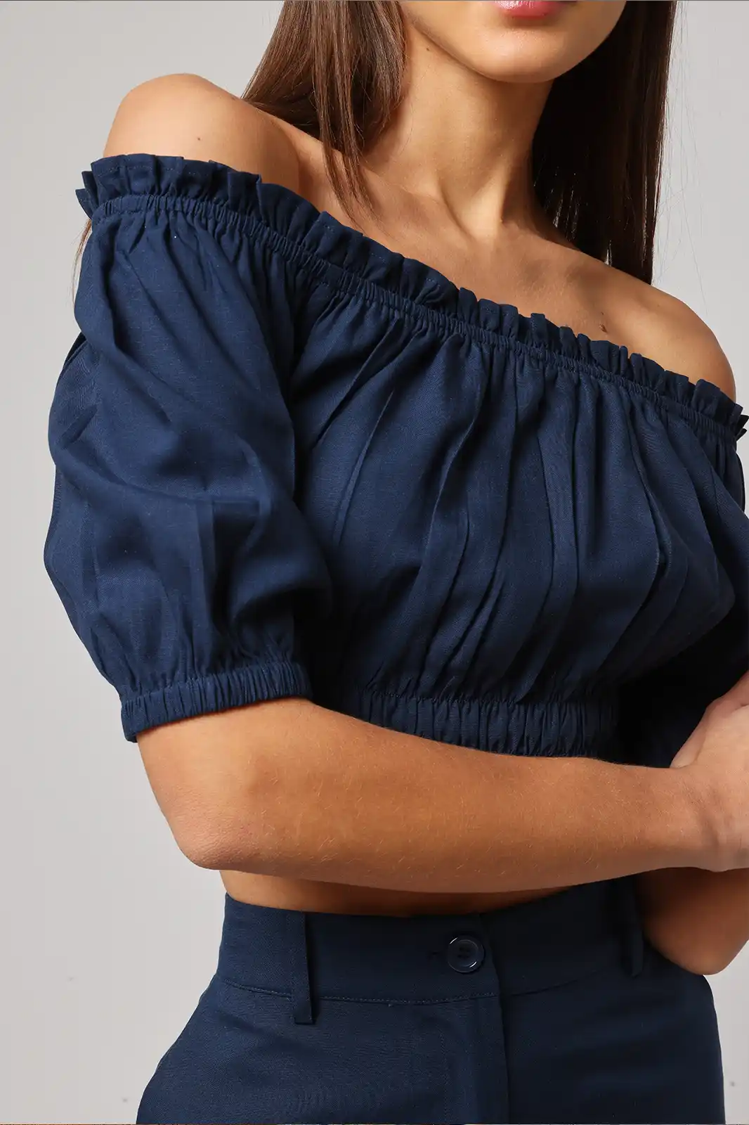 Umang Off Shoulder Crop Top, Women’s Off Shoulder Tops, Linen Crop Top, Trending Women Tops, Off Shoulder Crop Tops For Women, Women Clothing, Sepia Stories, Clothes For Women, Sustainable Cotton Clothing, Organic Women Clothing, Eco Friendly Clothing, Slow Fashion Brand, Slow Fashion Clothing, Ashita Fernandes, Sustainable Luxury Clothing Brands