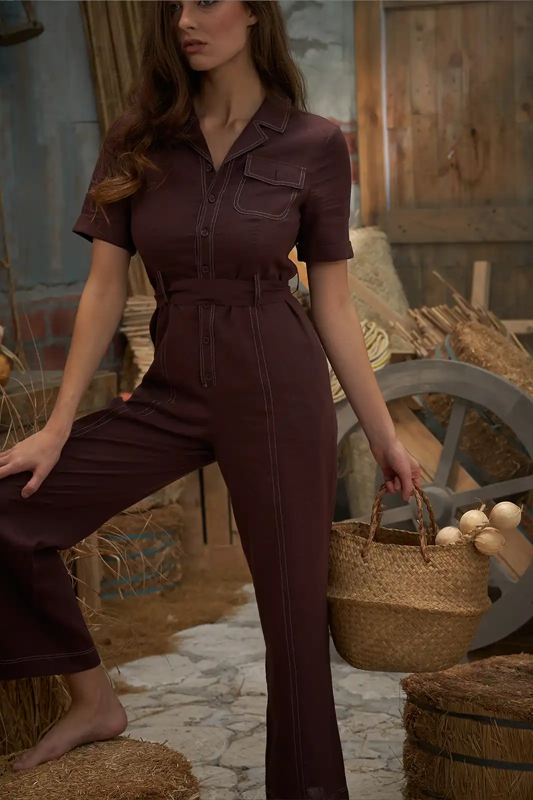 Women Clothing, Sepia Stories, Clothes For Women, Sustainable Cotton Clothing, Organic Women Clothing, Eco Friendly Clothing, Slow Fashion Brand, Slow Fashion Clothing, Ashita Fernandes, Sustainable Luxury Clothing Brands, Noor Cotton Jumpsuits For Women, Jumpsuit Women, Ladies Linen Jumpsuit, Cotton Linen Jumpsuit, Brown Jumpsuit For Women, Jumpsuit Dress