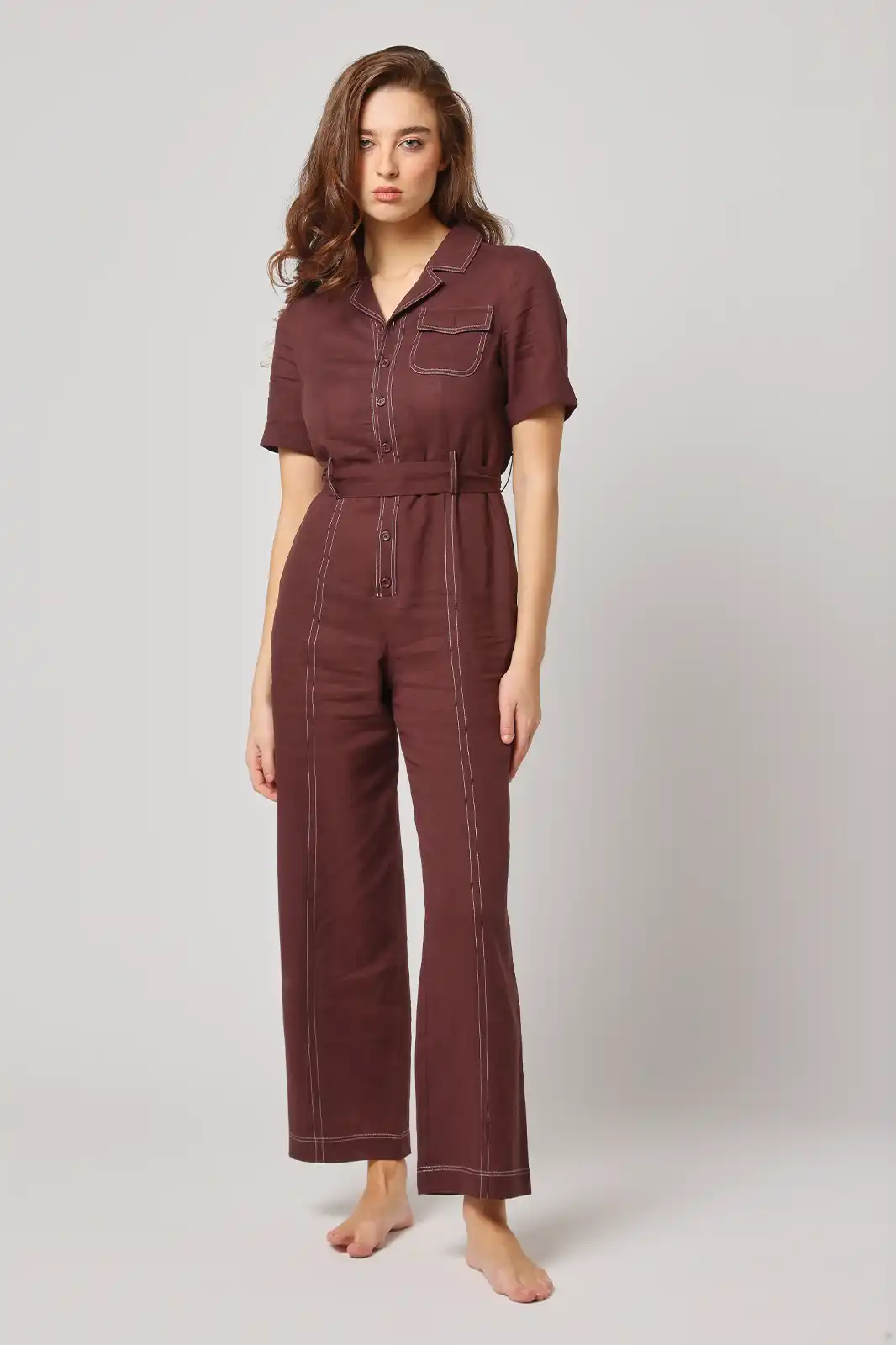 Women Clothing, Sepia Stories, Clothes For Women, Sustainable Cotton Clothing, Organic Women Clothing, Eco Friendly Clothing, Slow Fashion Brand, Slow Fashion Clothing, Ashita Fernandes, Sustainable Luxury Clothing Brands, Noor Cotton Jumpsuits For Women, Jumpsuit Women, Ladies Linen Jumpsuit, Cotton Linen Jumpsuit, Brown Jumpsuit For Women, Jumpsuit Dress